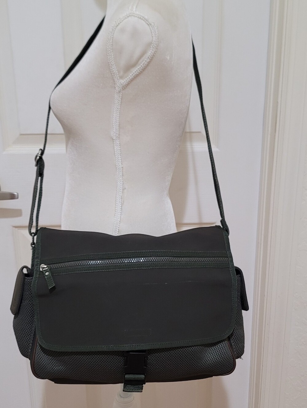 Fossil Green Gray Laptop Croosbody Bag